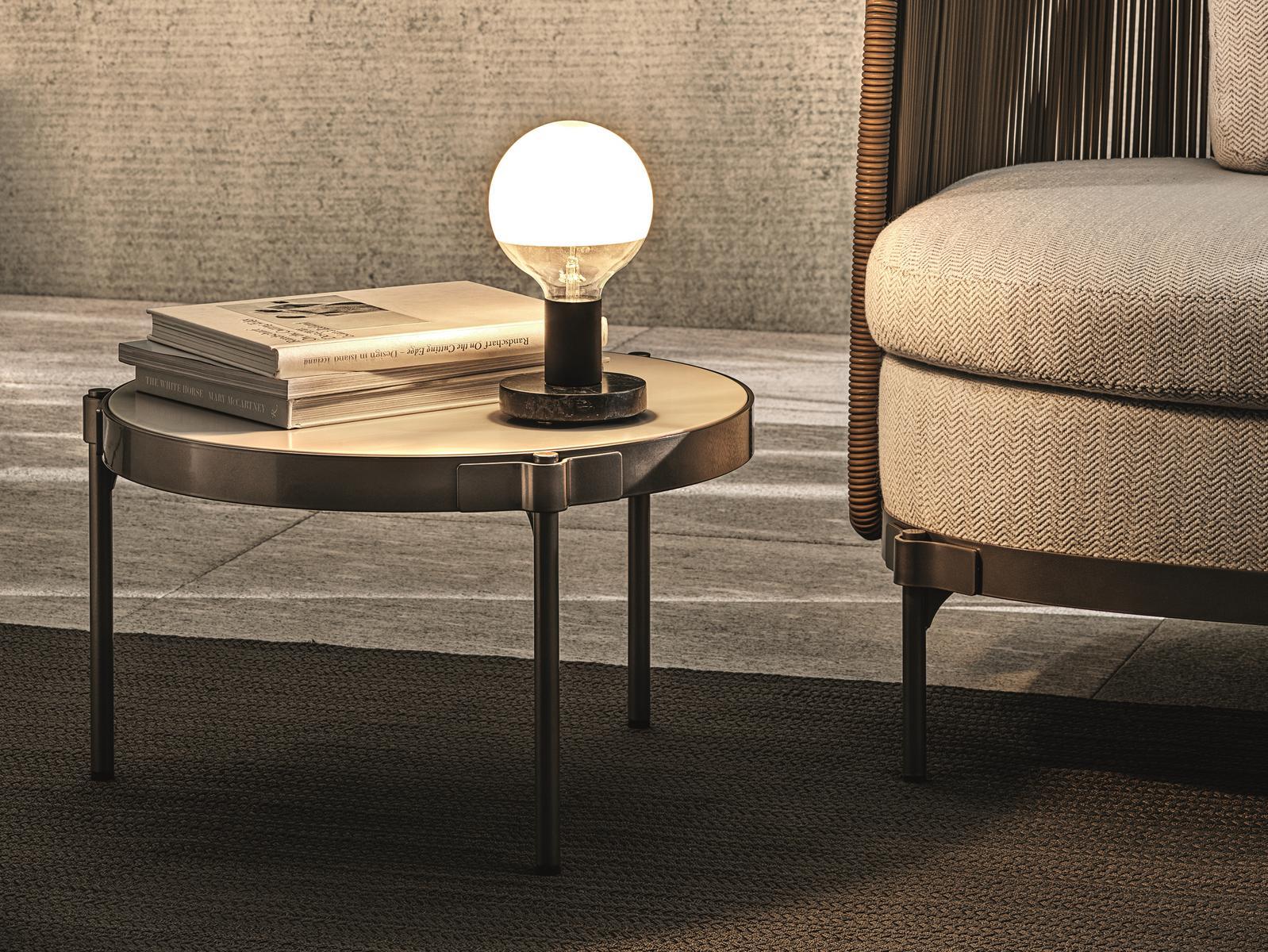 TAPE CORD OUTDOOR Round stone garden side table
