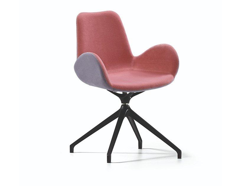 DALIA PB X Swivel upholstered trestle-based fabric chair