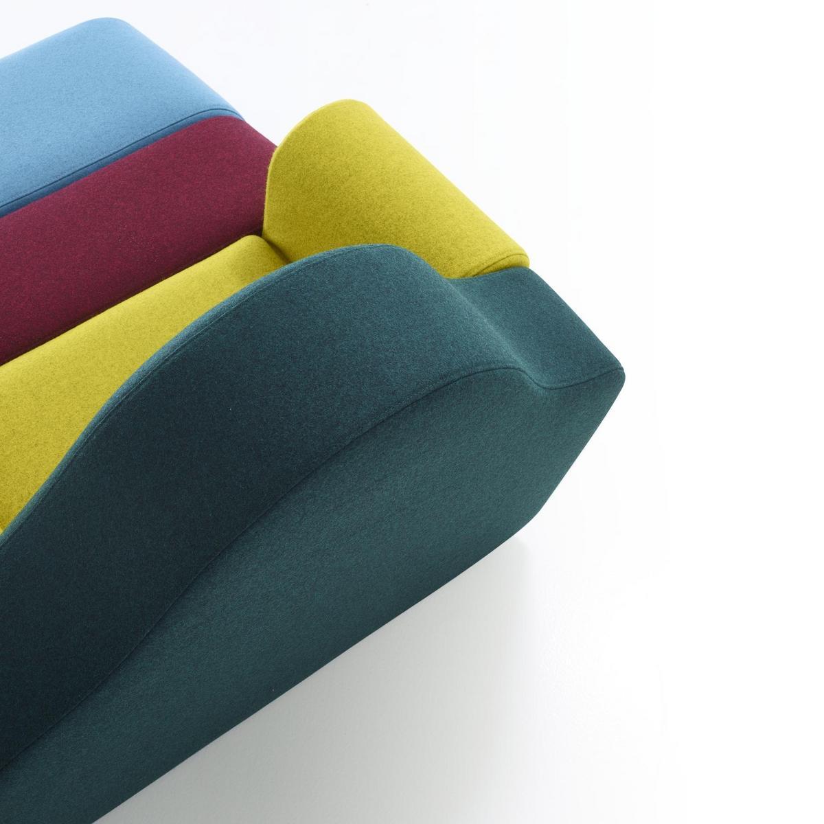 SLICE Sectional fabric armchair with footstool