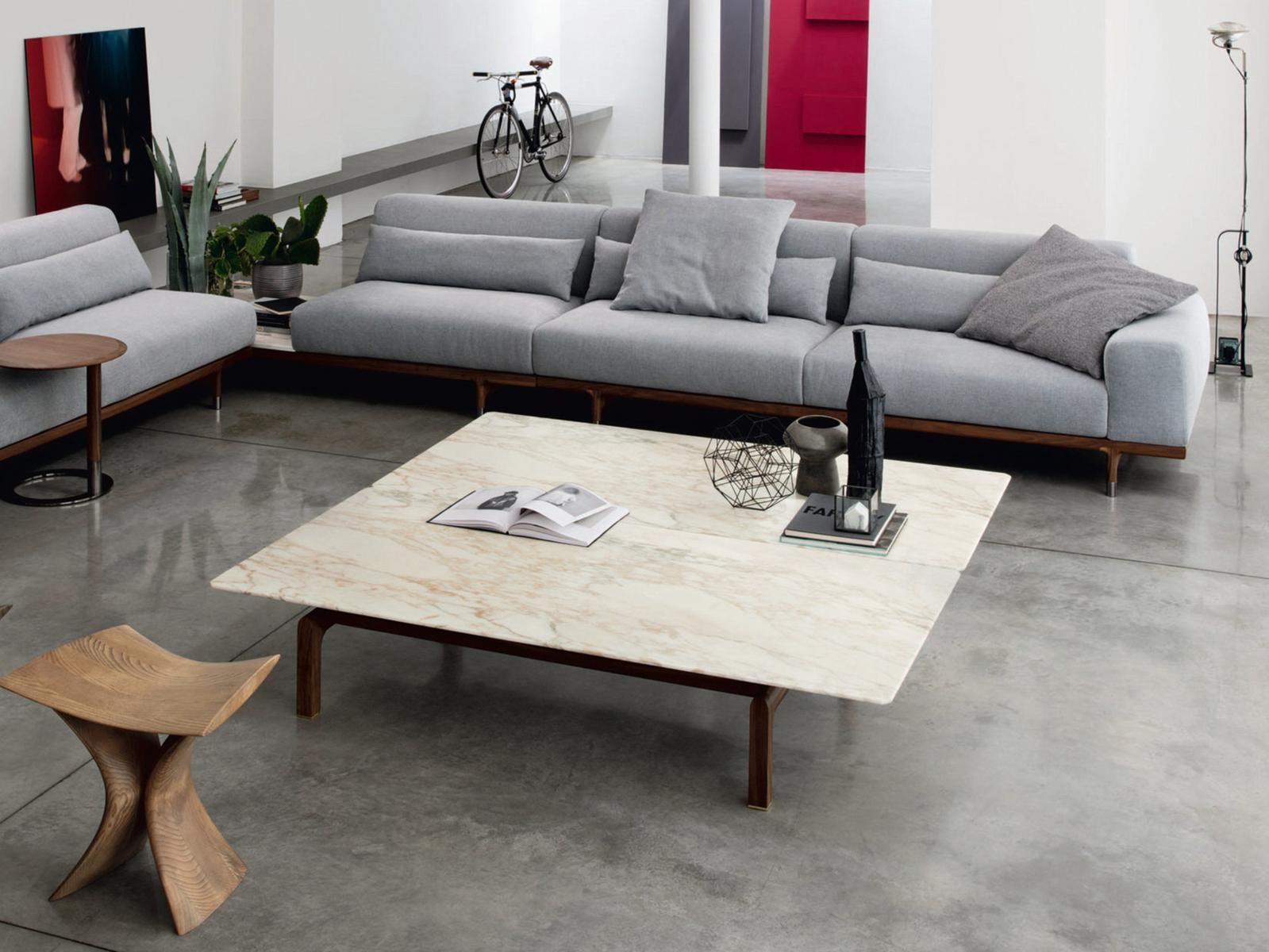 QUAY Rectangular marble coffee table for living room