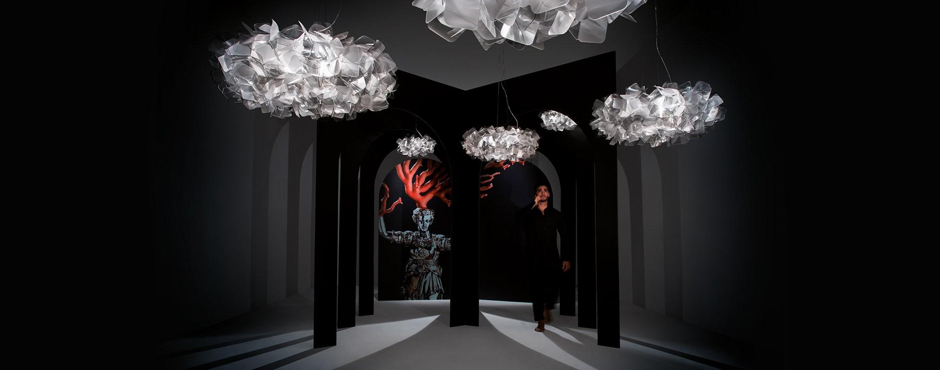 CLIZIA FUMÉ LARGE Lentiflex® and Cristalflex Fumé® LED pendant lamp