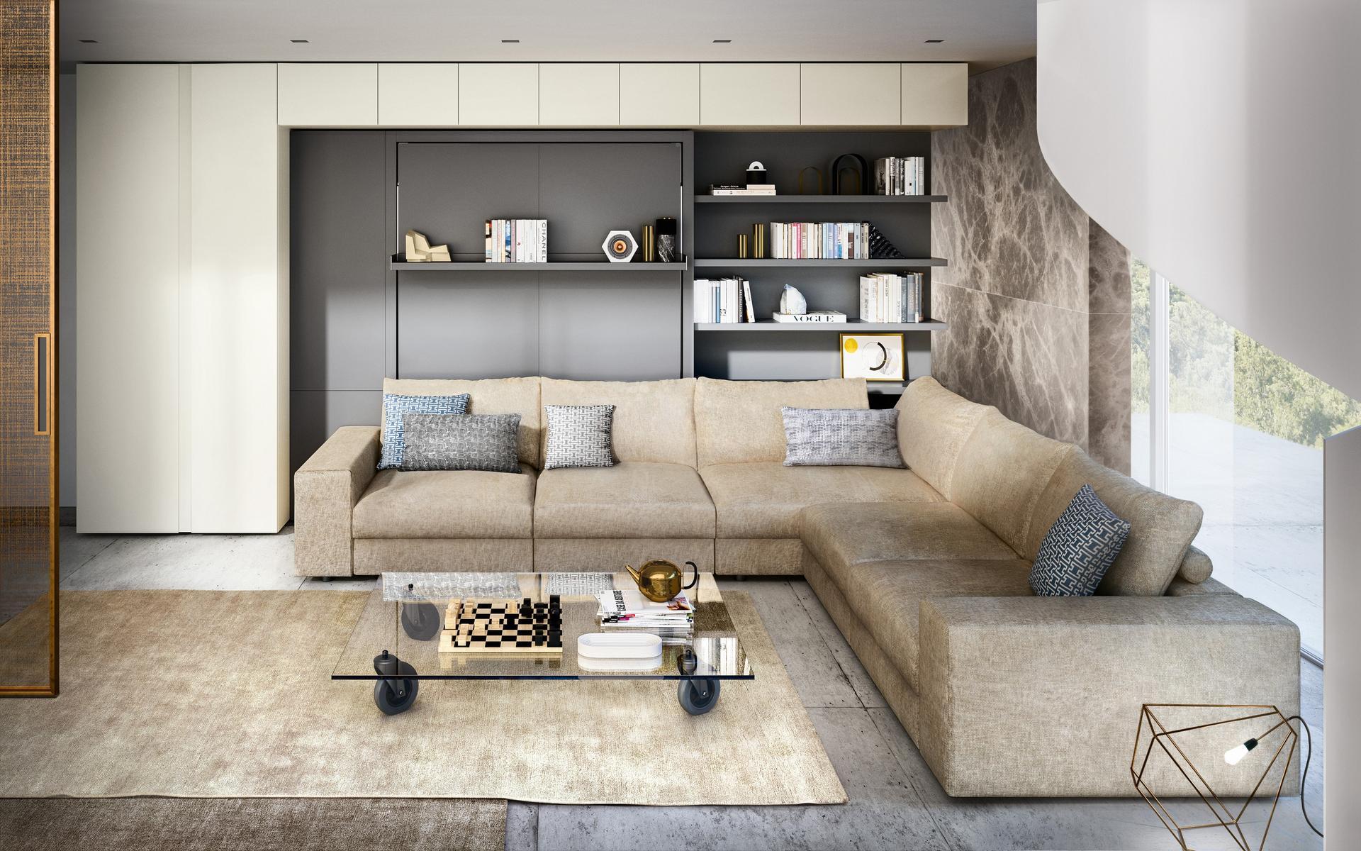 TANGO Sectional convertible fabric sofa