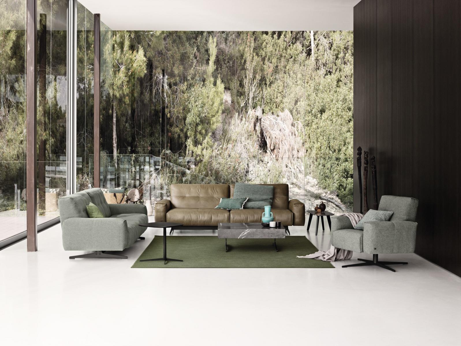 50 Sled base tufted leather sofa