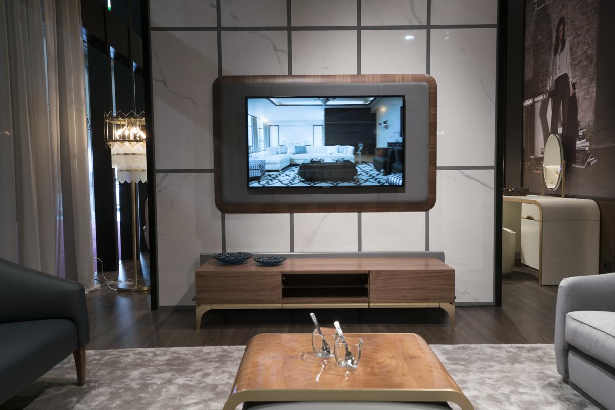 DUCA Wall-mounted leather TV cabinet with cable management