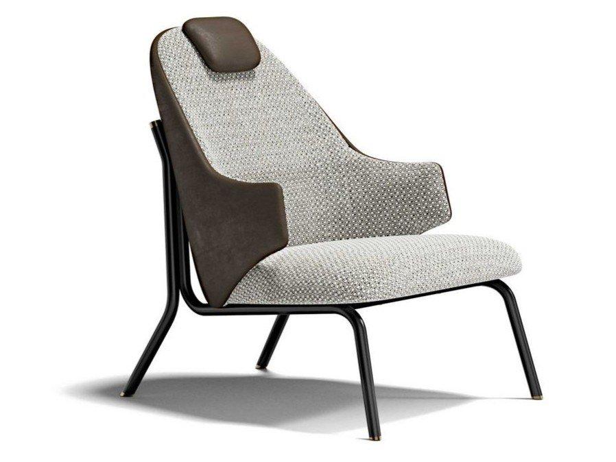 DIVA Upholstered fabric armchair with headrest
