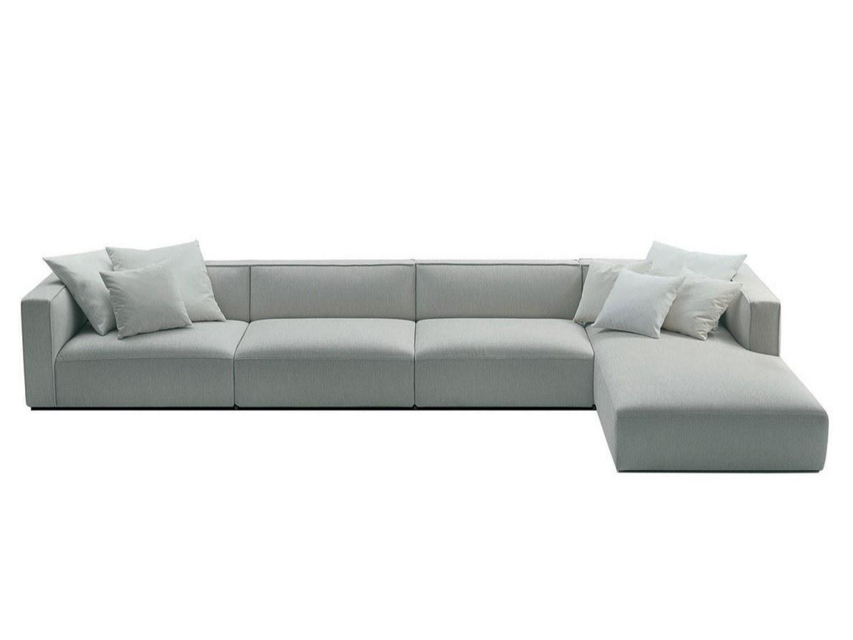 SHANGAI Sectional fabric sofa with removable cover with chaise longue