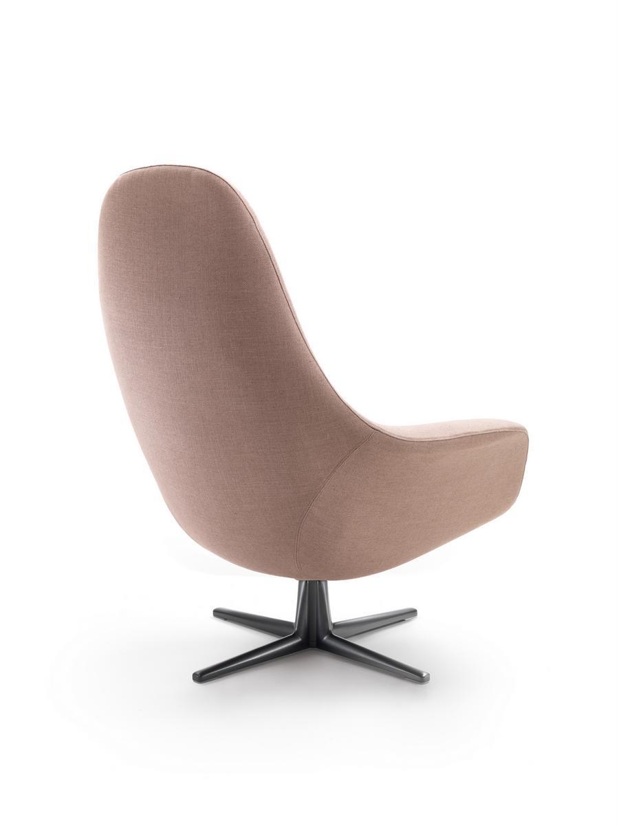 SVEVA SOFT Swivel fabric armchair with armrests