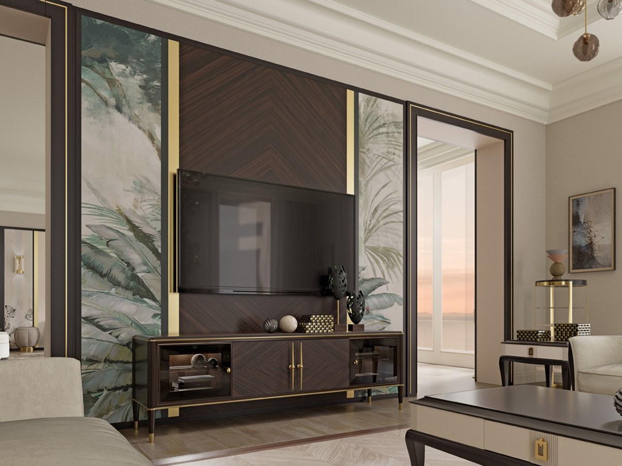 PR.226 Low wooden TV cabinet with doors