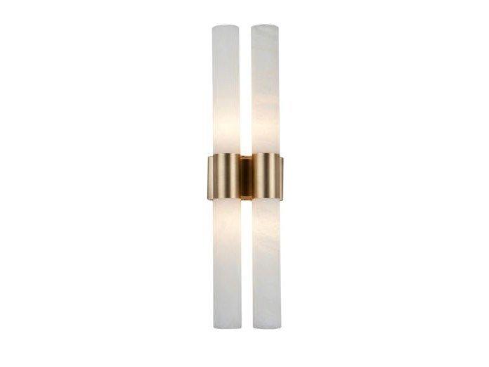TUBE 2000/A4 Light antique brass wall light and alabaster