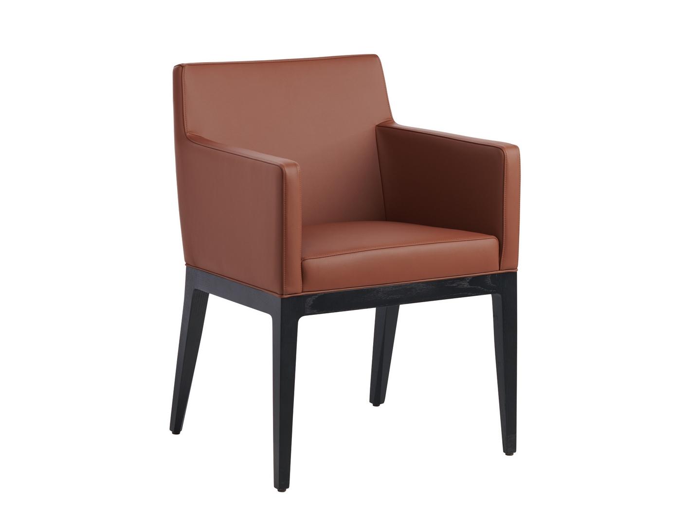 GRETA Upholstered leather chair with armrests