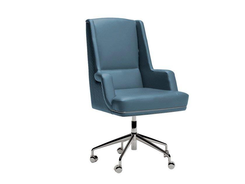 SEVEN Swivel armchair with 5-spoke base with armrests