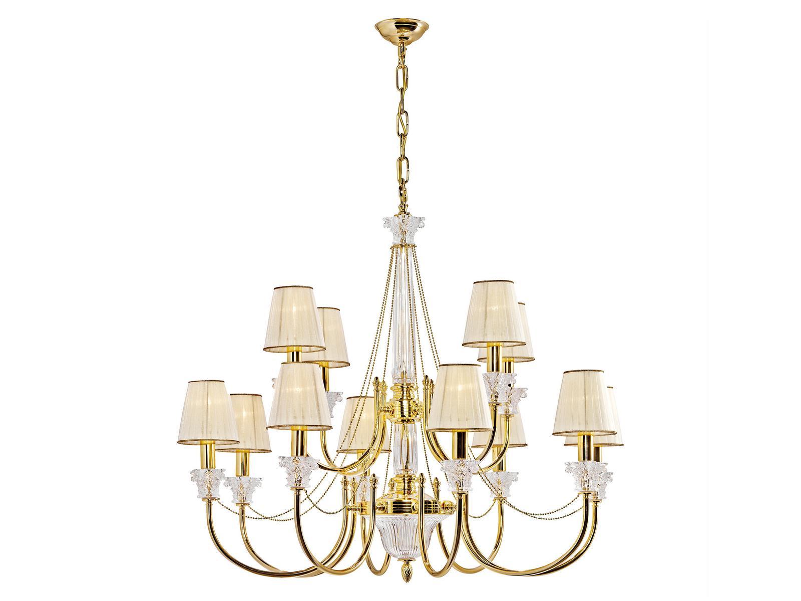 VICKY 37089/8+4 Gold plated finish chandelier with crystal and shade