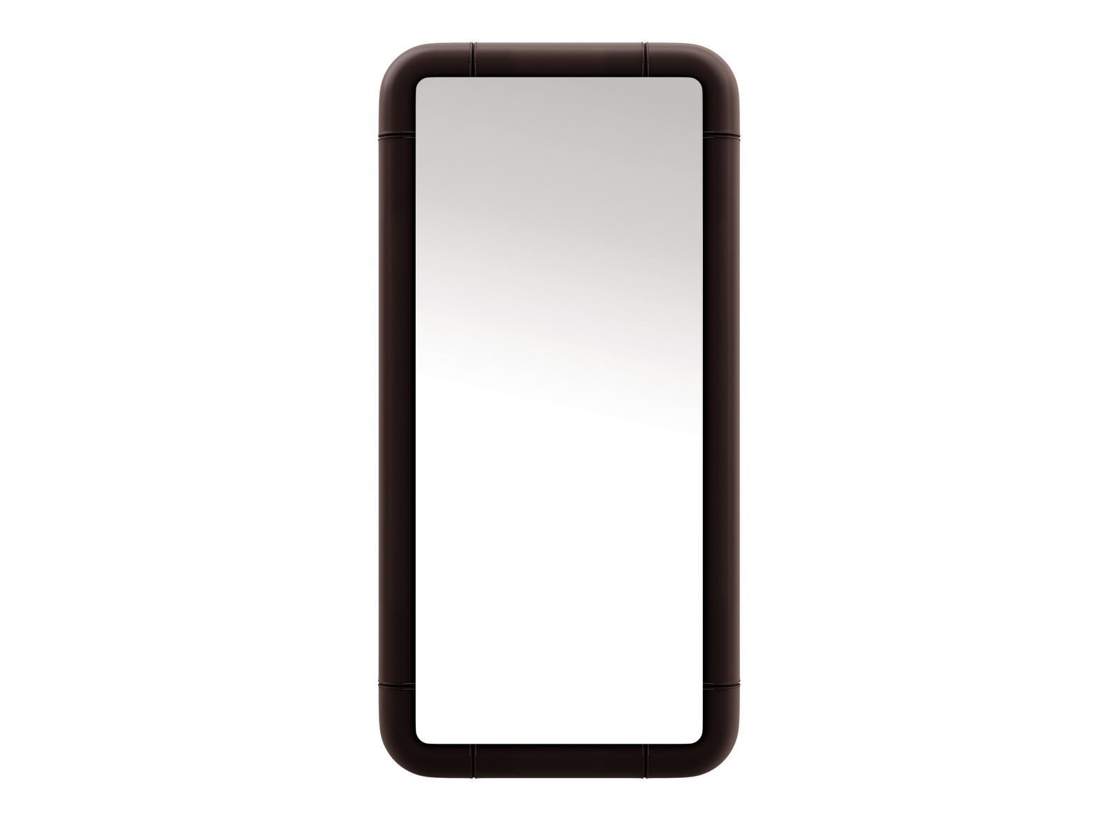 OSIRIS Wall mirror with frame covered in leather