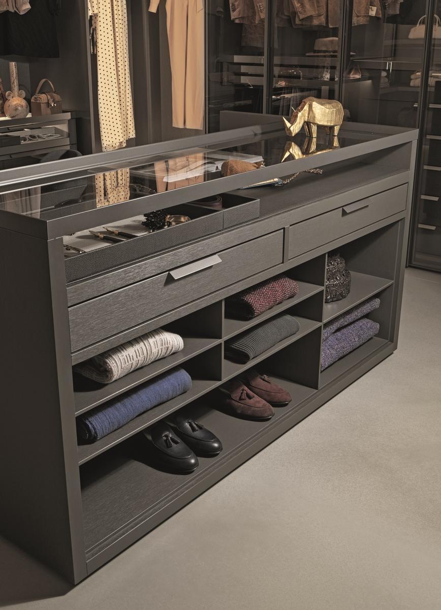 PRIVATE Wood and glass chest of drawers