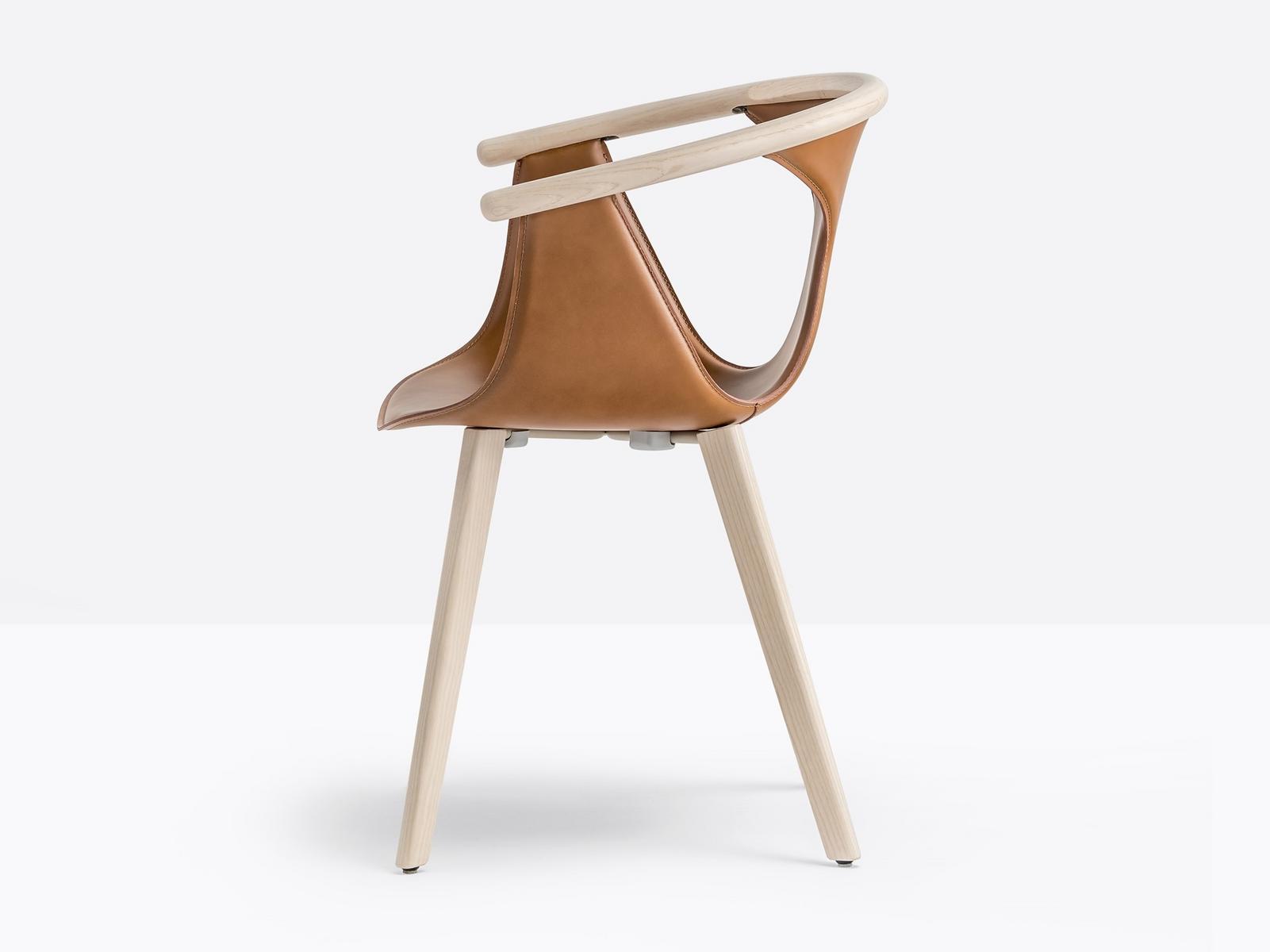 FOX SOFT 3727 Tanned leather chair with armrests