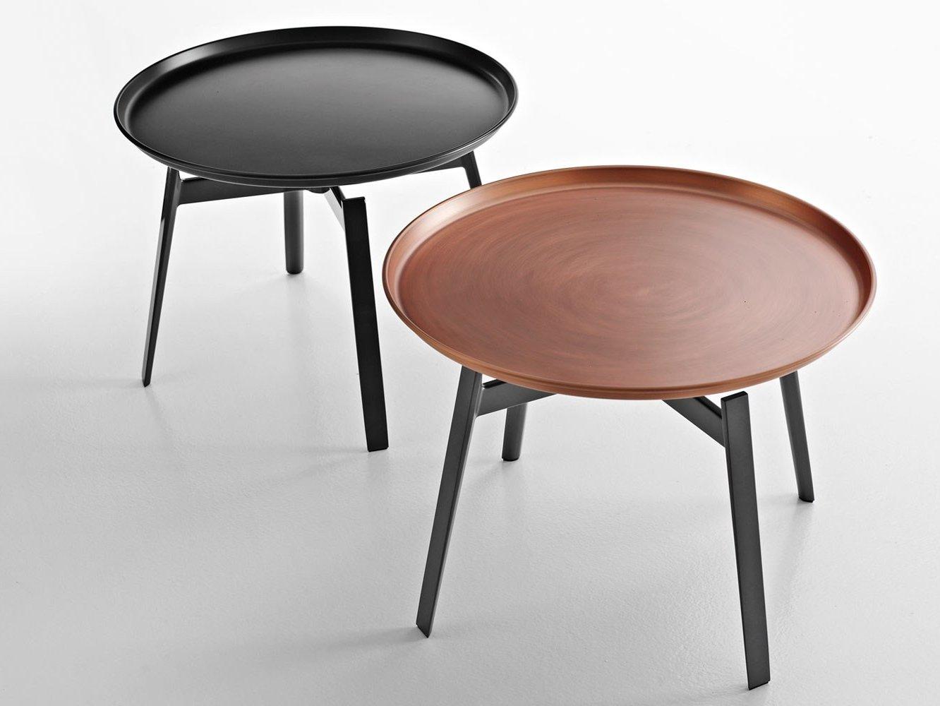HUSK Round plate coffee table with tray