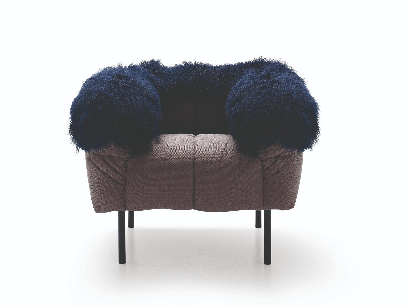 PECORELLE Upholstered fur armchair with armrests