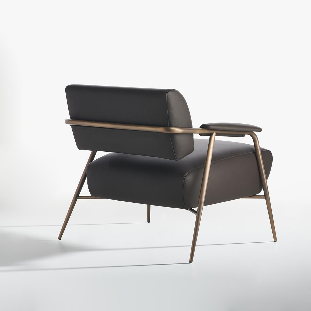 STAY Leather armchair with armrests