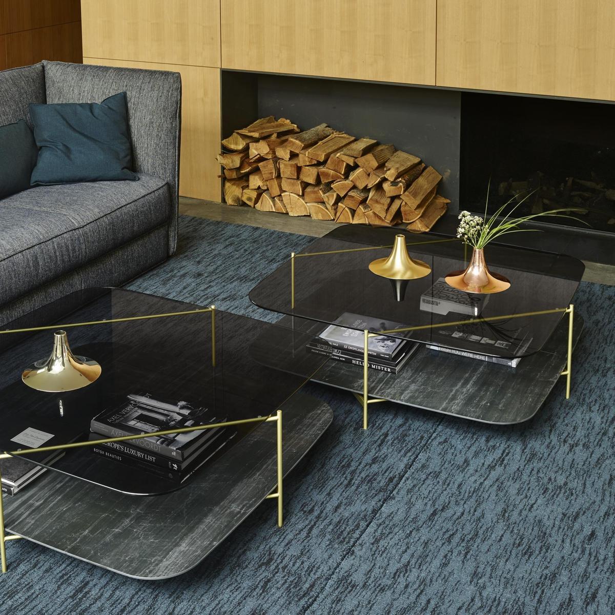 CLYDE Low rectangular glass coffee table