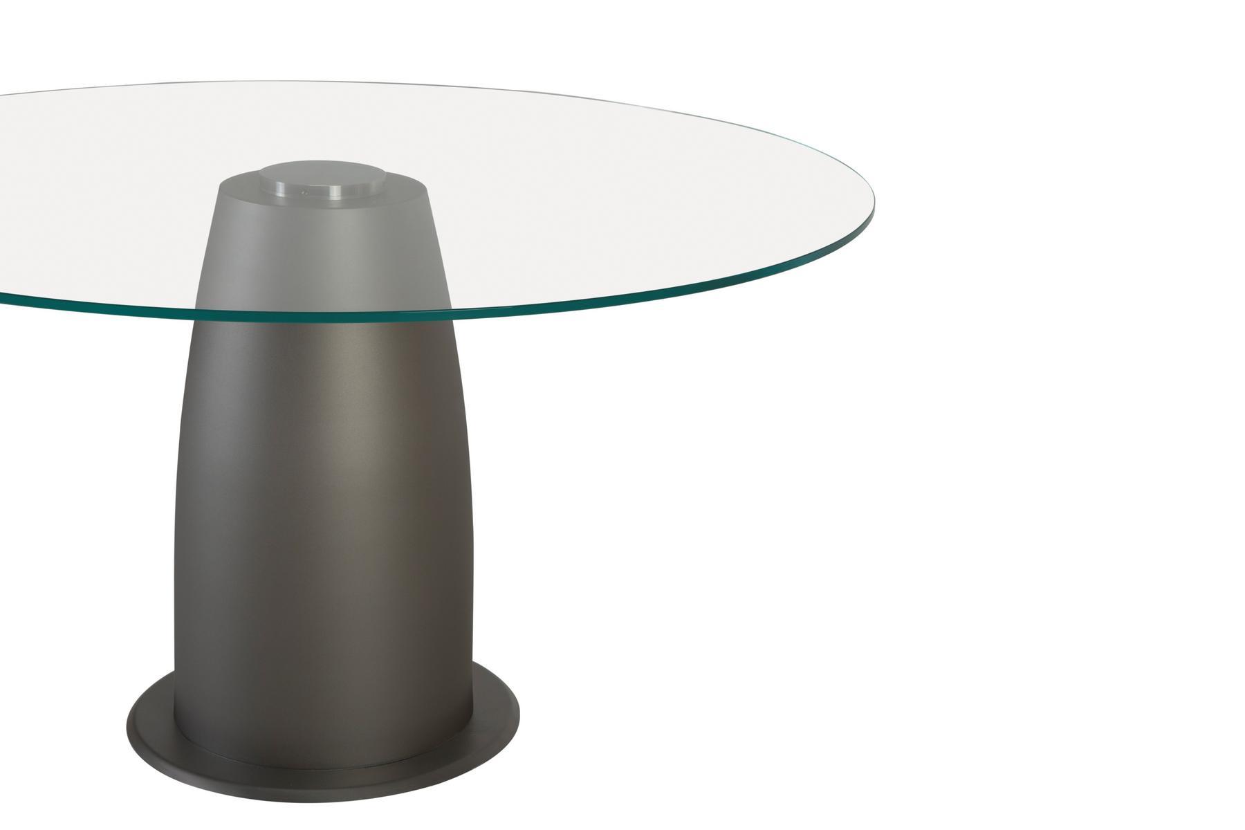 DUCA Round glass table with painted steel base