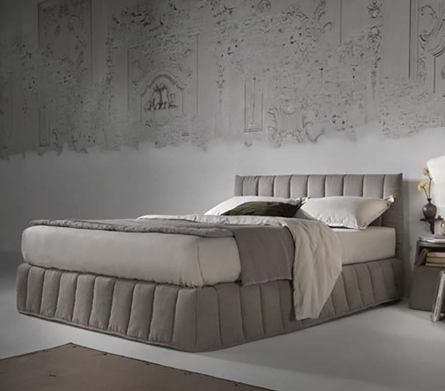 DARRON Nabuk bed with tufted headboard