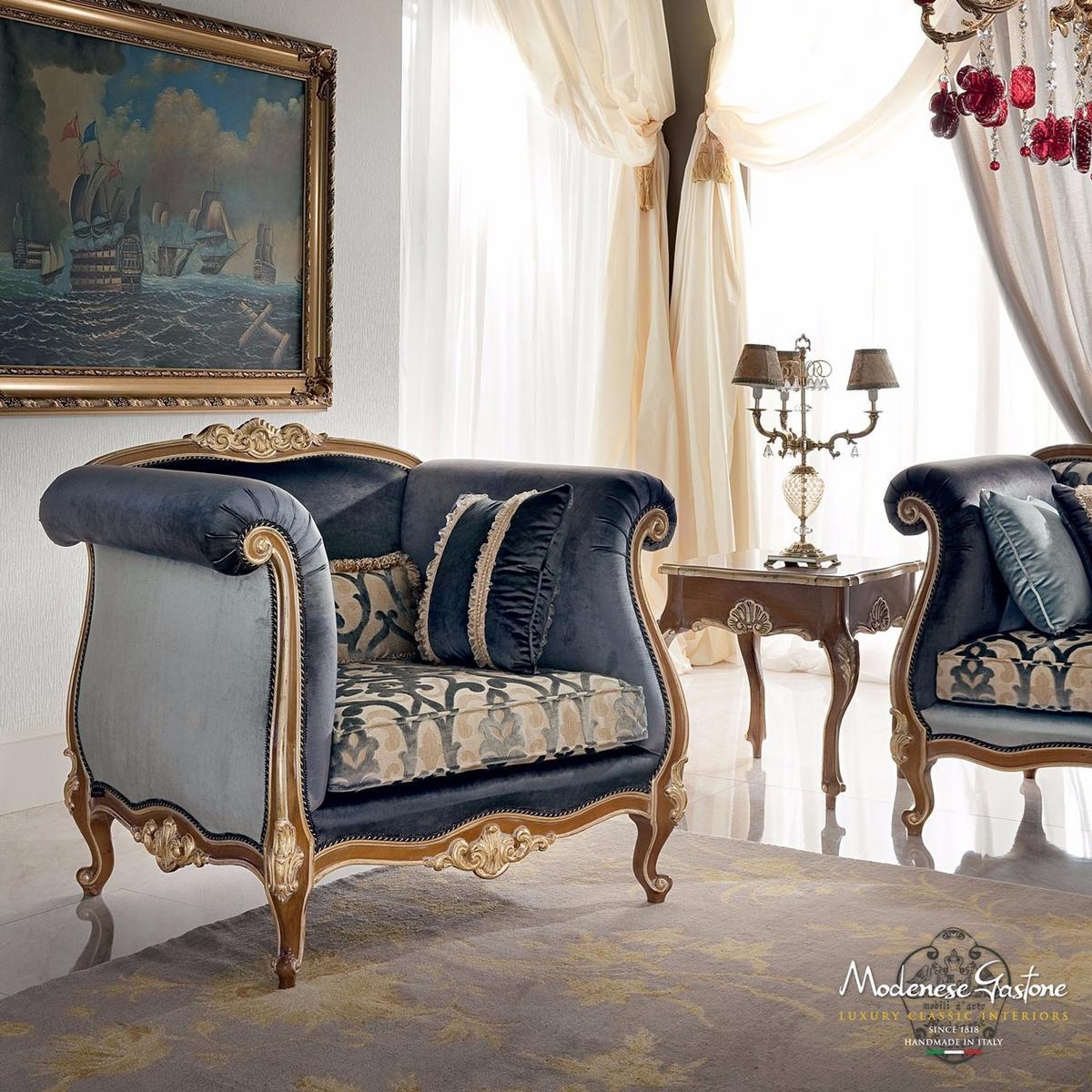 13417 Upholstered fabric armchair with armrests
