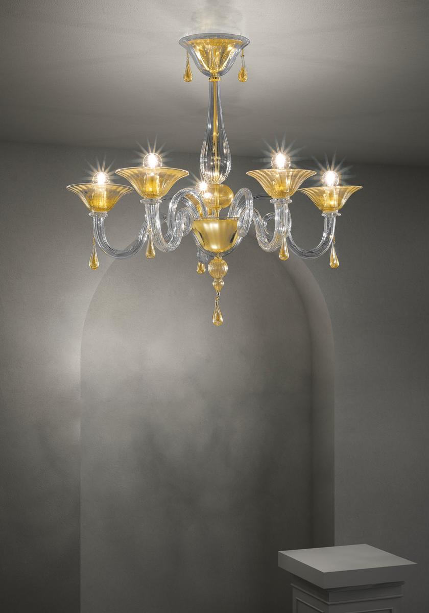 DOLFIN Glass chandelier with crystals