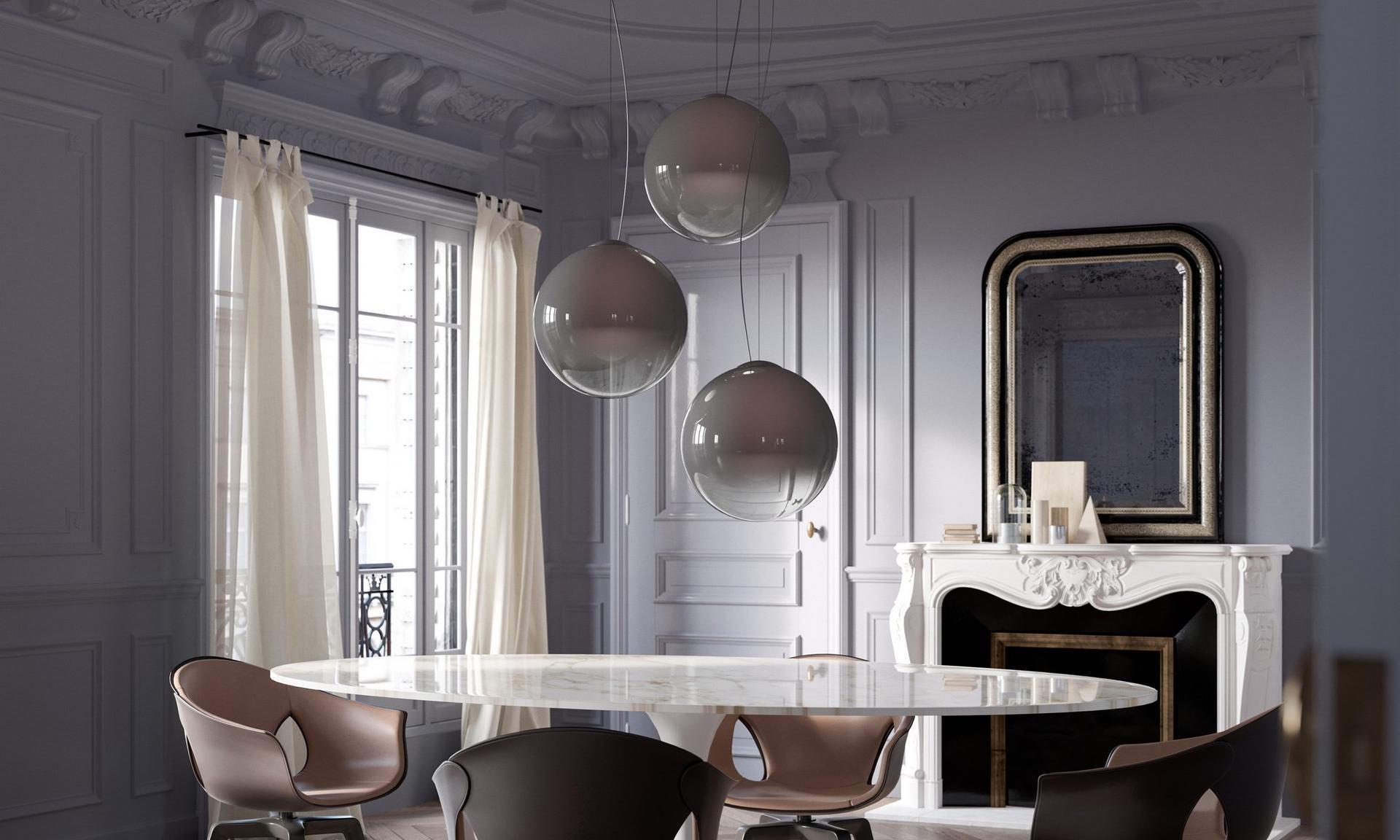 SMOKE LED handmade blown glass pendant lamp