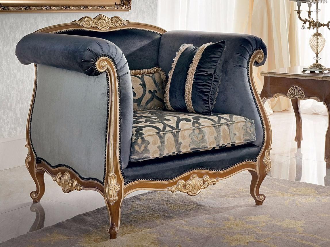 13417 Upholstered fabric armchair with armrests