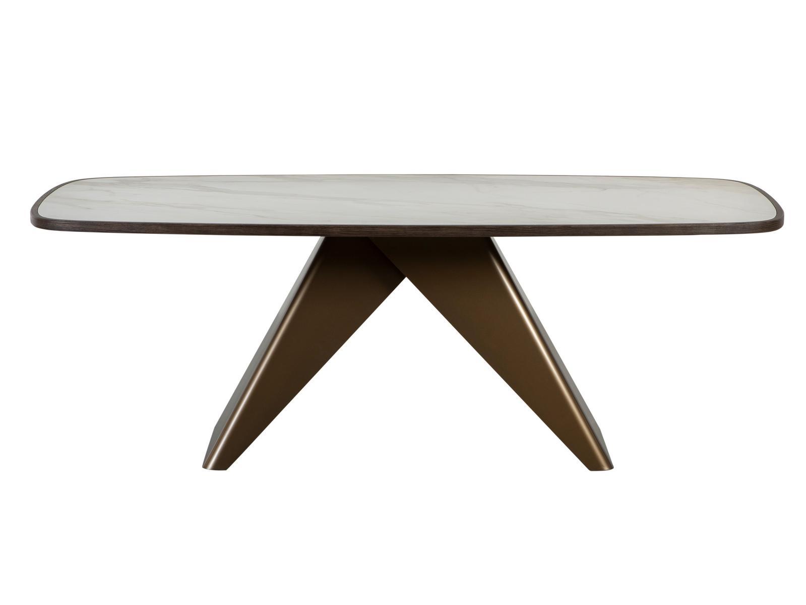 MAITRE Rectangular table in porcelain stoneware and steel base