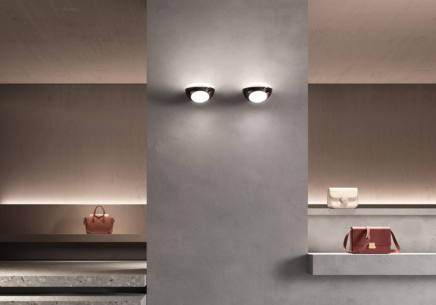 TUA LED glass and aluminium wall lamp