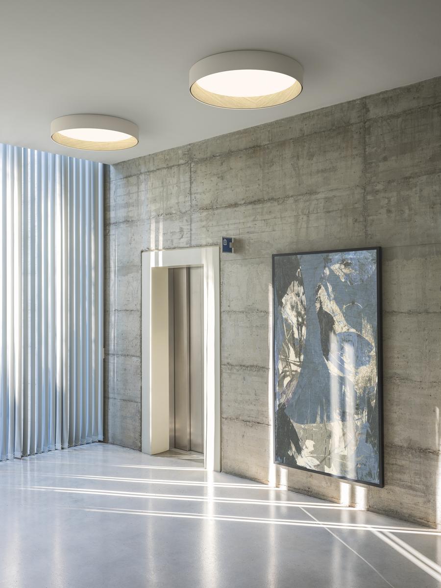 DUO LED aluminium and wood ceiling lamp