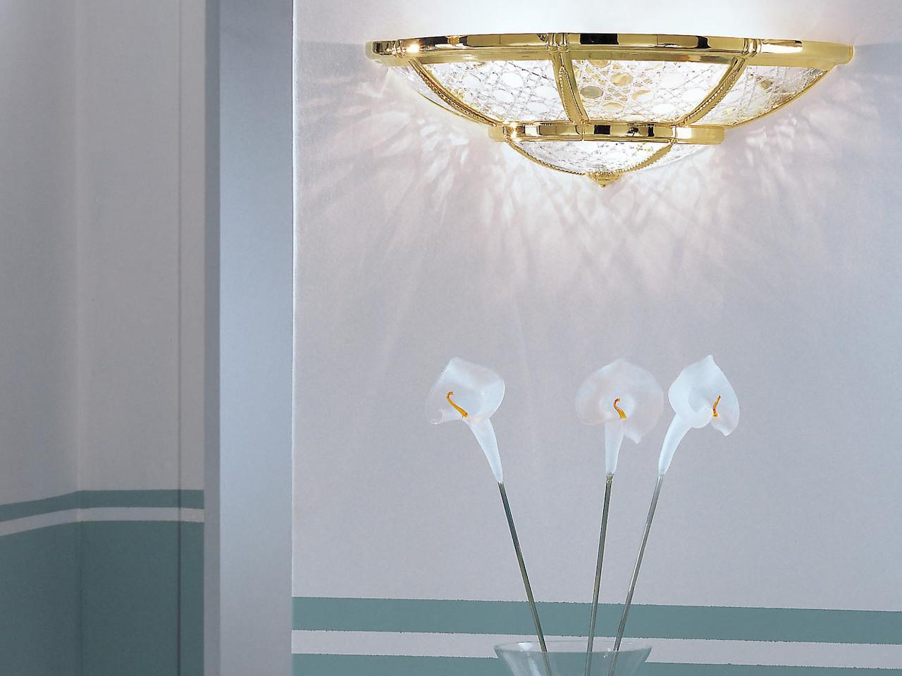 GIOTTO 1898/A4-C Gold plated wall light with crystal glass