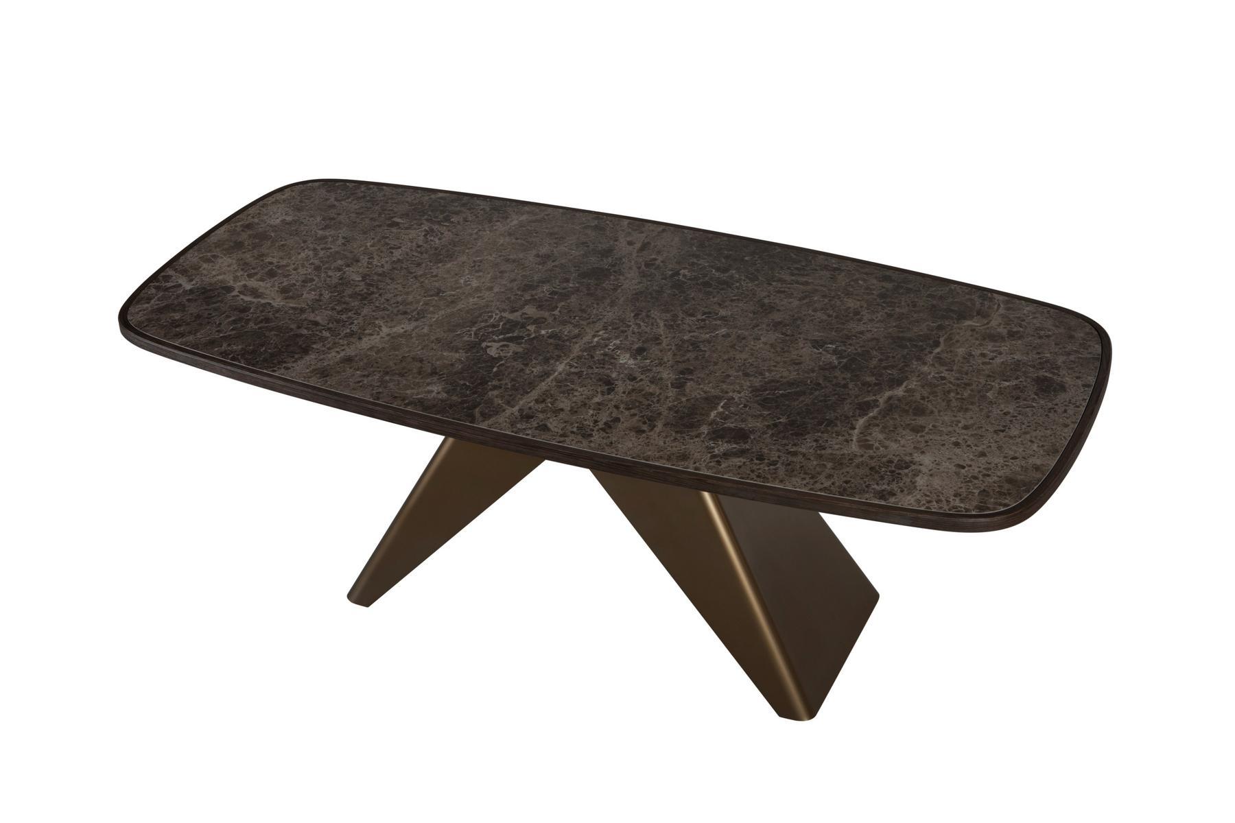 MAITRE Rectangular table in porcelain stoneware and steel base