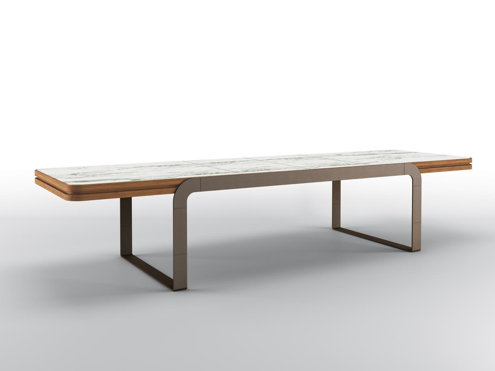 GILLON Extending rectangular Calacatta marble table