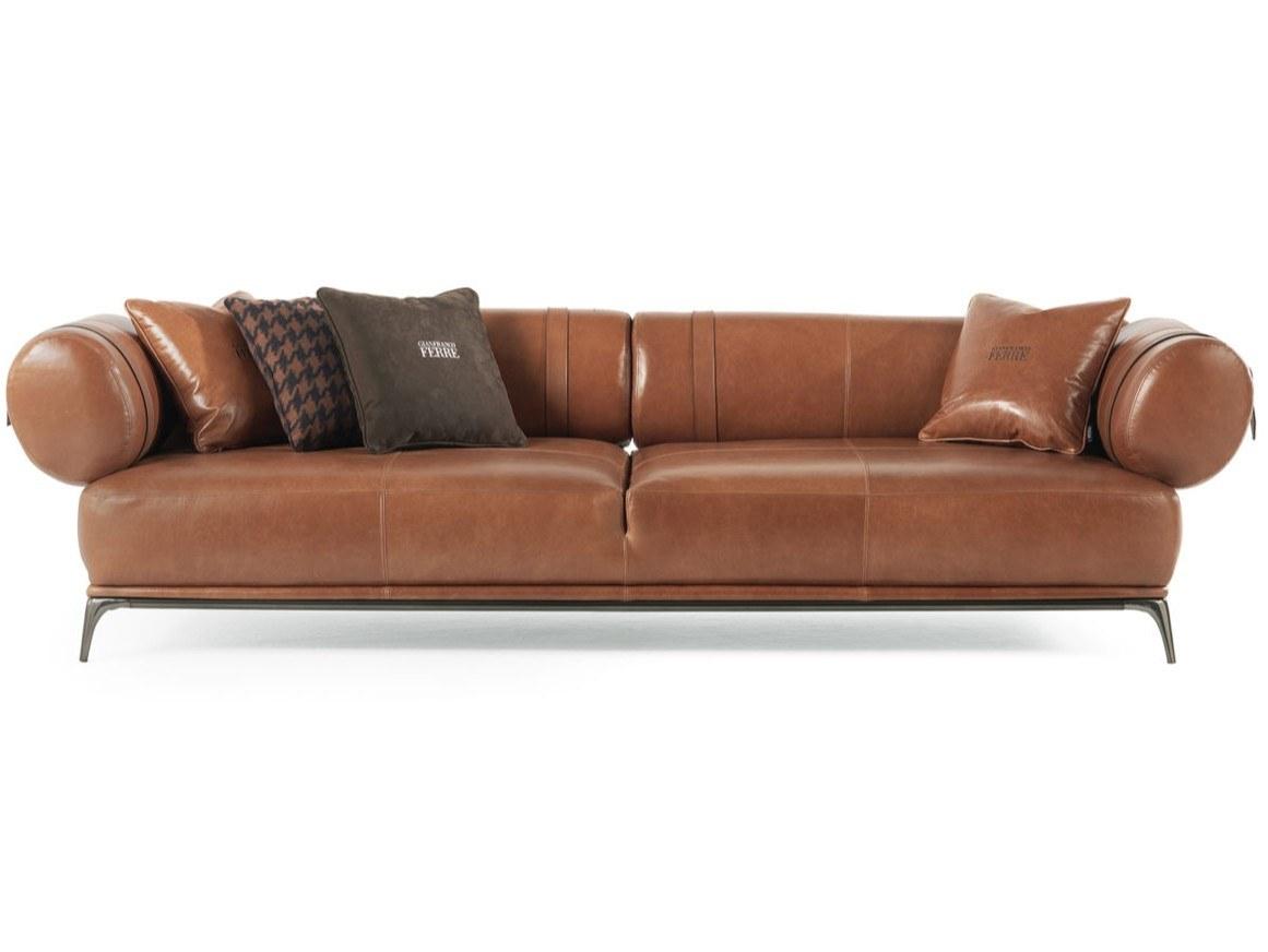 PHOENIX 3 seater tanned leather sofa