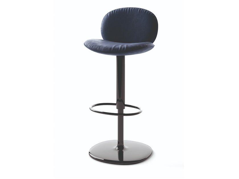 DOVE High swivel leather stool with back