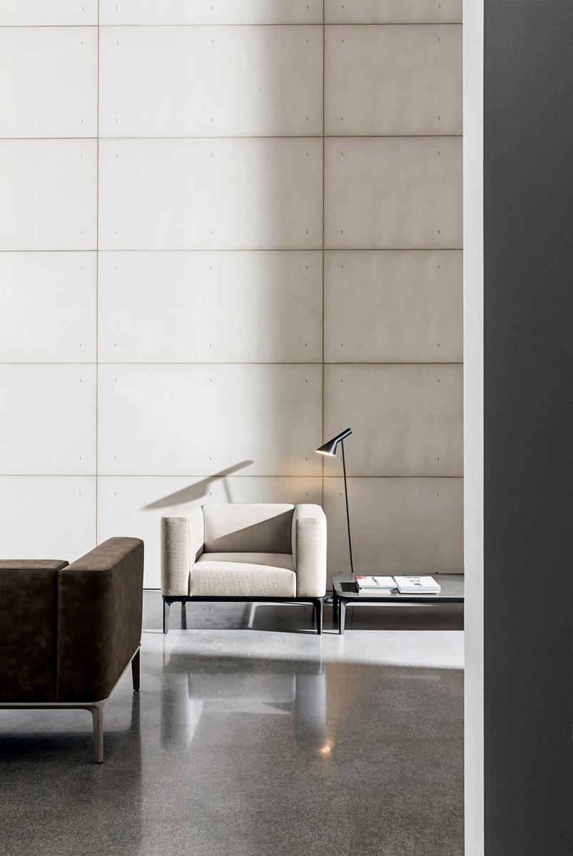 SLIM Upholstered fabric armchair with armrests