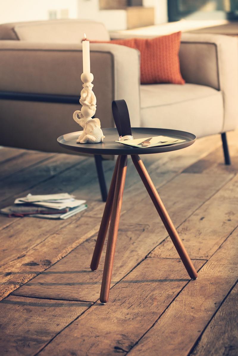 973 Round wooden side table