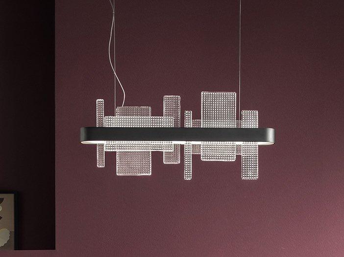 RIBBON S70 LED pendant lamp in metal and glass