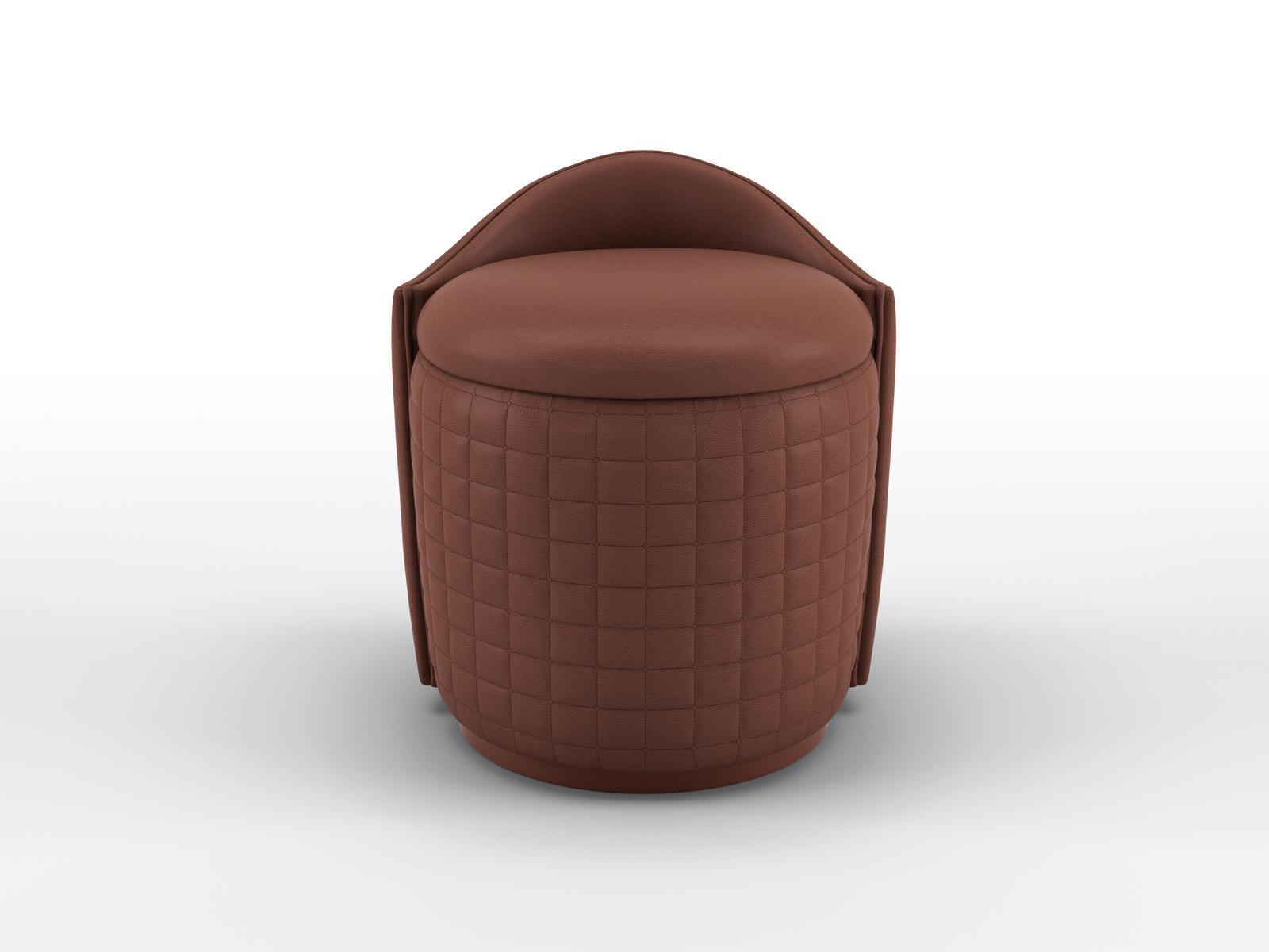 KIMBERLY Round leather pouf