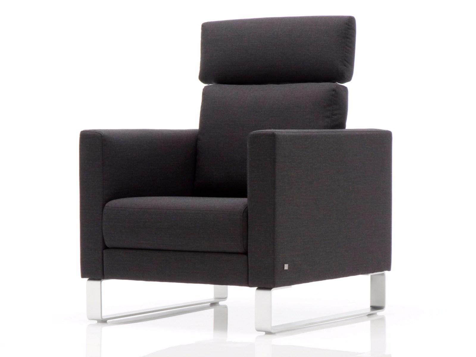 004 VIDA Sled base fabric armchair with headrest