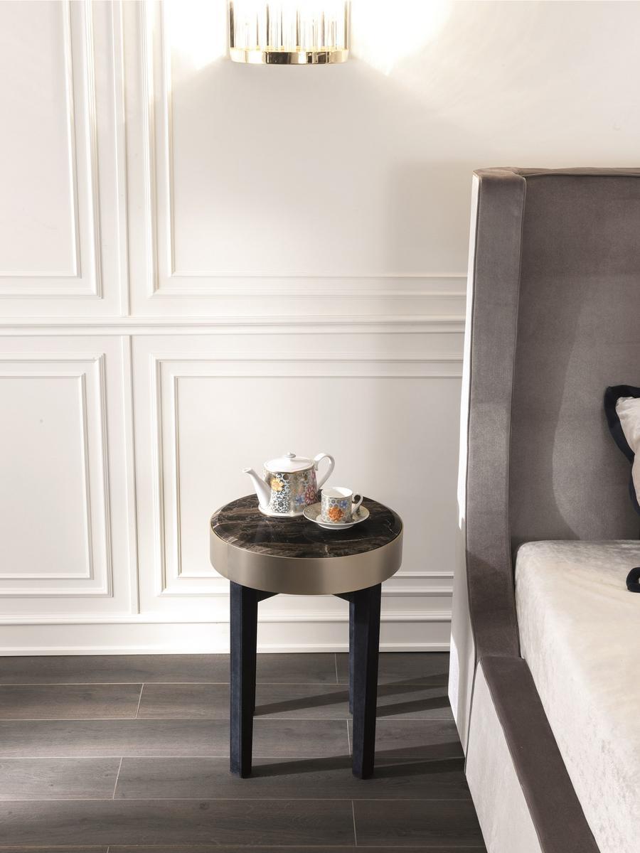 RING Rounded nabuk bedside table with drawers