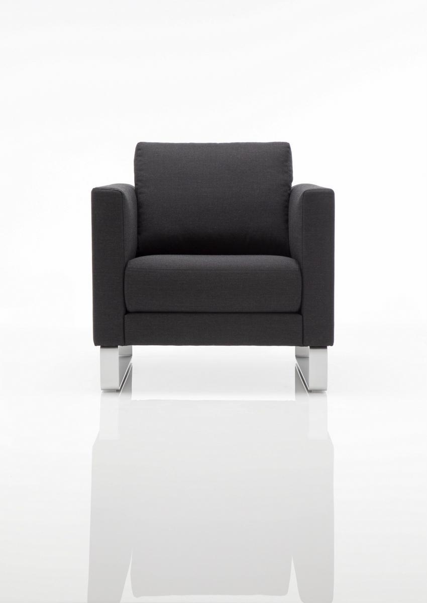 004 VIDA Sled base fabric armchair with headrest