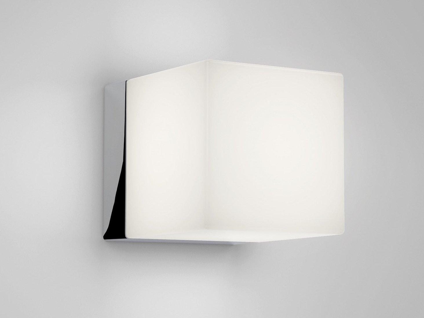 CUBE LED glass and steel wall light