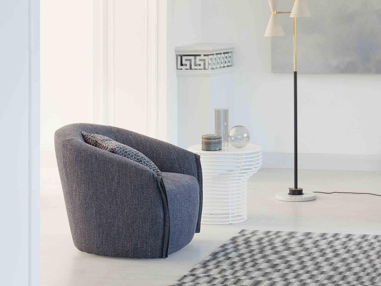BODO Swivel upholstered leather armchair with armrests