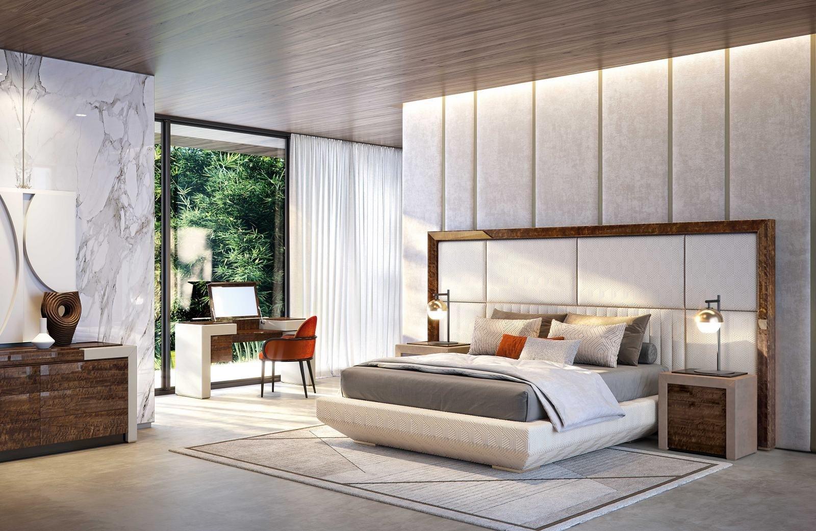 KIMERA Leather king size bed with high headboard