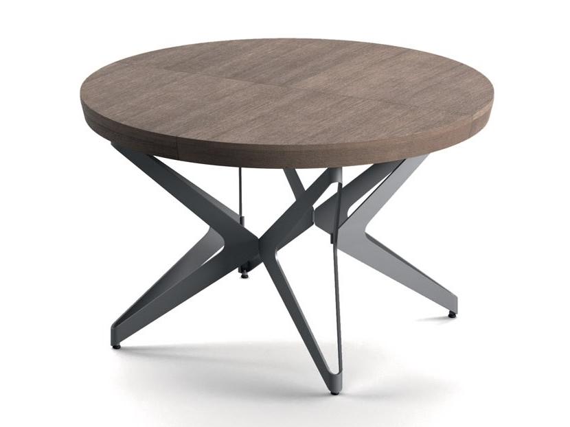 BIG ROUND Extending round steel and wood table