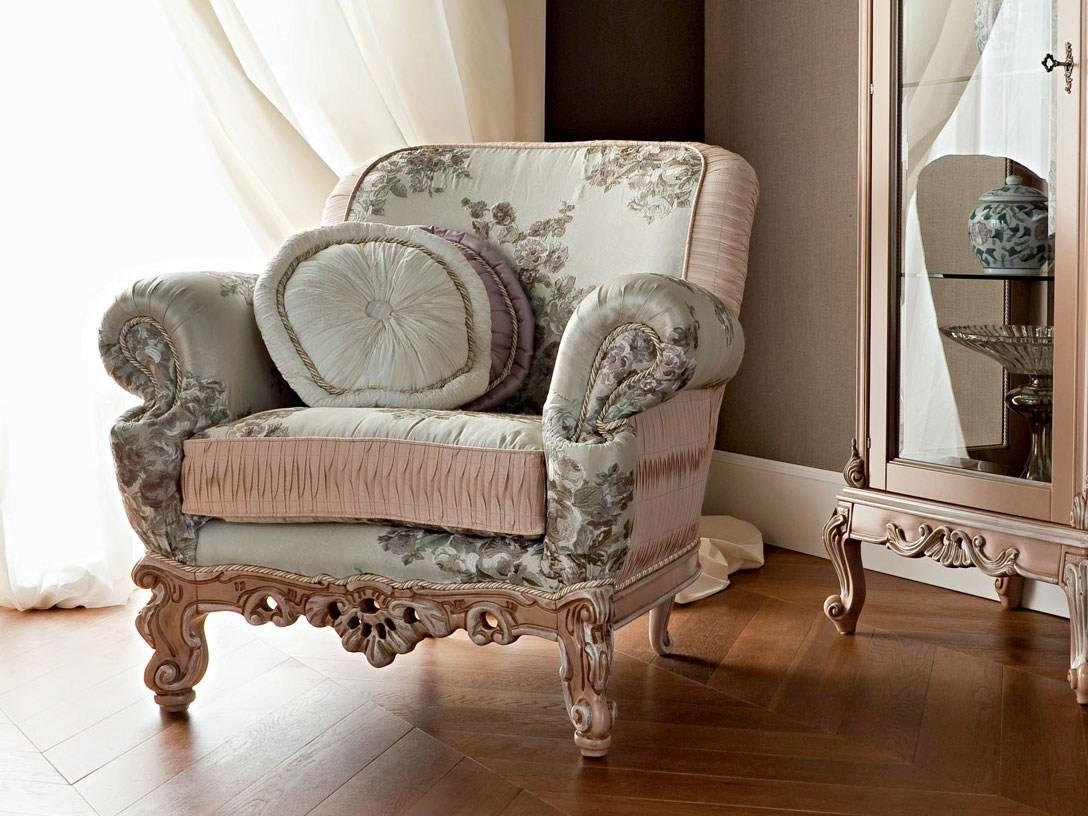 12423 Upholstered fabric armchair with armrests