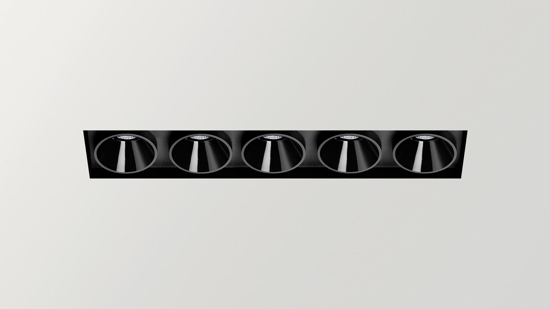 BLACK FOSTER ASYMMETRIC TRIMLESS 5 LED multiple recessed aluminium spotlight